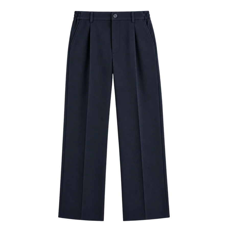 Rue Avel Heavy Relaxed Suit Pants — Navy, front